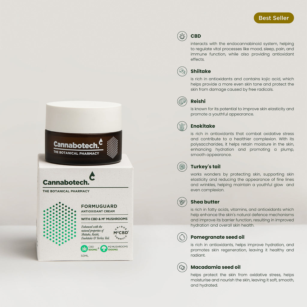 CBD & M2 Mushroom Face Cream by Voyager Antioxidant Moisturiser 50ml