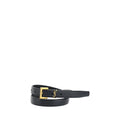 Saint Laurent Cassandre Fine Black Calf Leather Bos Taurus Thin Belt