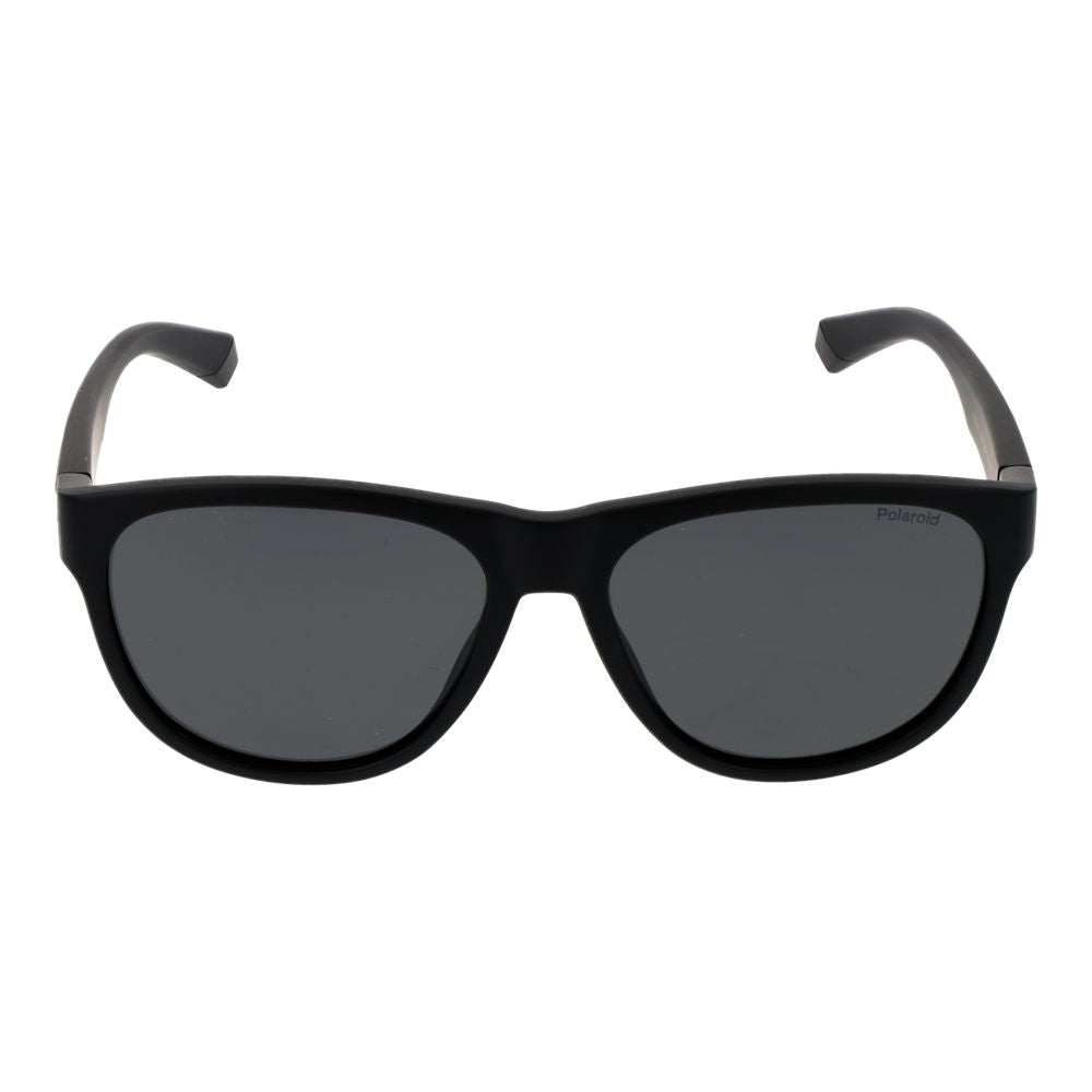 Polaroid Unisex Black Round Polarised Sunglasses Grey Lens 56mm