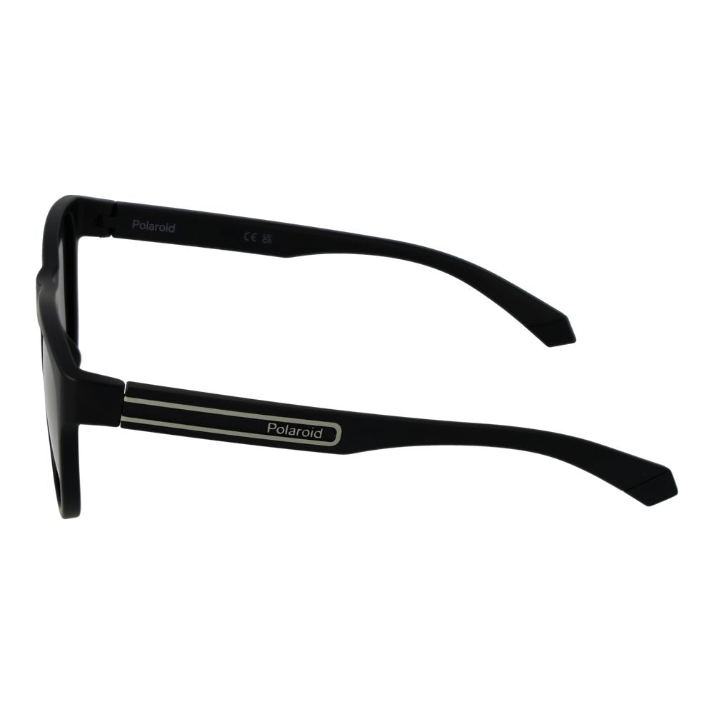 Polaroid Unisex Black Round Polarised Sunglasses Grey Lens 56mm