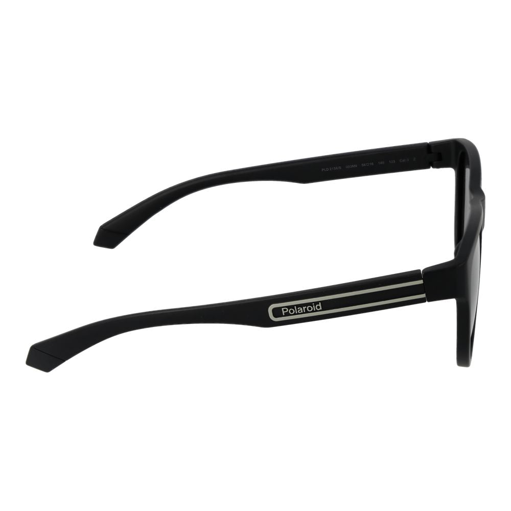 Polaroid Unisex Black Round Polarised Sunglasses Grey Lens 56mm