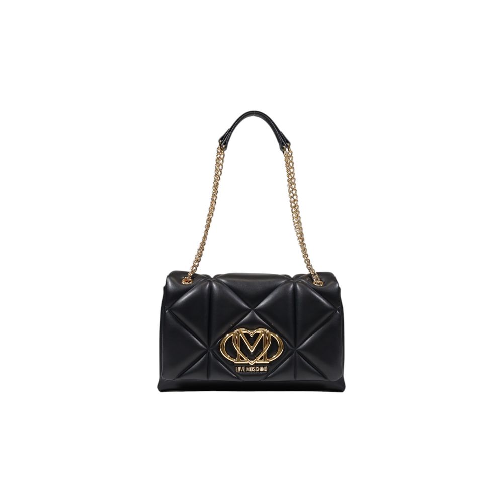 Love Moschino Medium Black Polyurethane Handbag Quilted Gold Chain