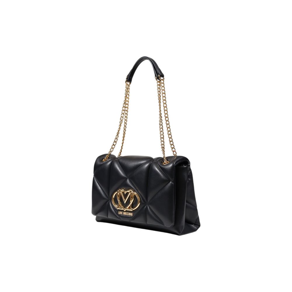 Love Moschino Medium Black Polyurethane Handbag Quilted Gold Chain