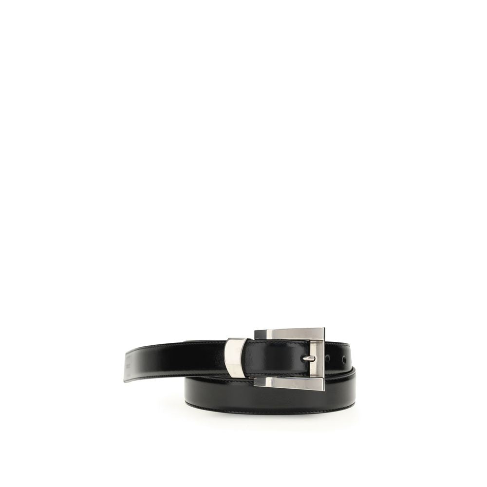 Versace Leather Belt 3 cm Black Calf Leather Bos Taurus Regular Belt