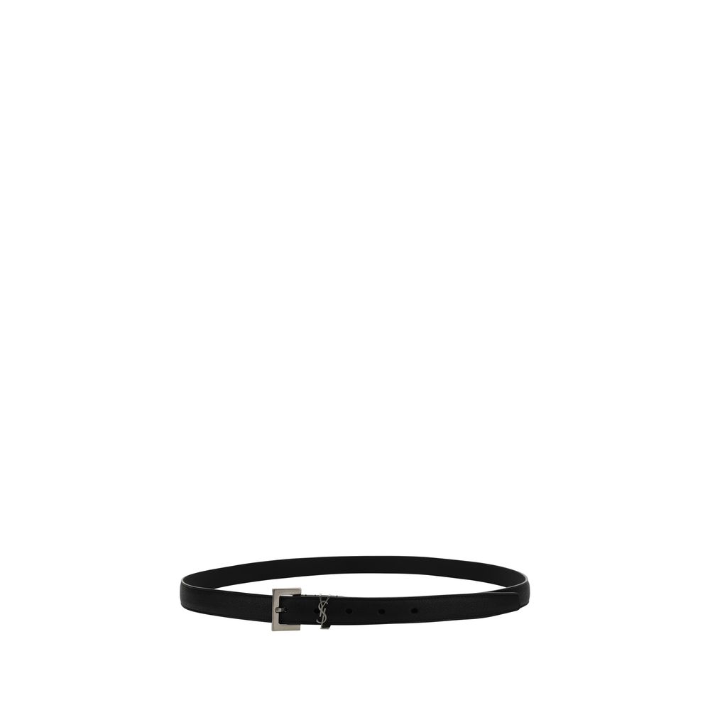 Saint Laurent YSL Black Lamb Ovis Aries Thin Belt