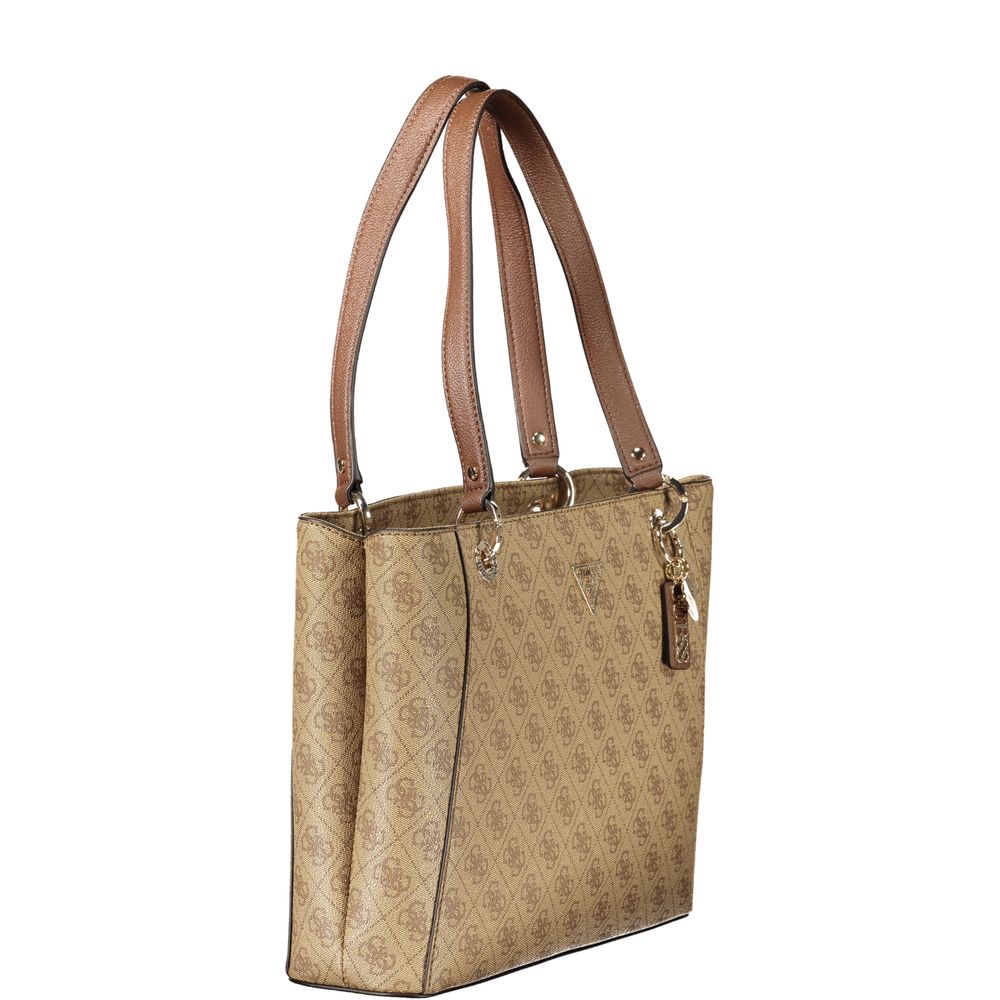 GUESS JEANS Noelle II Women's Beige Polyurethane Tote - Zip, 2 Compartments