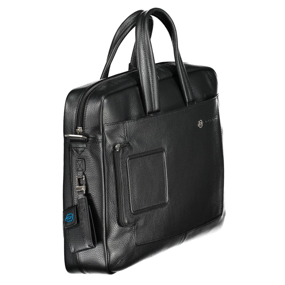 Piquadro Leather Men's Briefcase Nero - Laptop Compartment