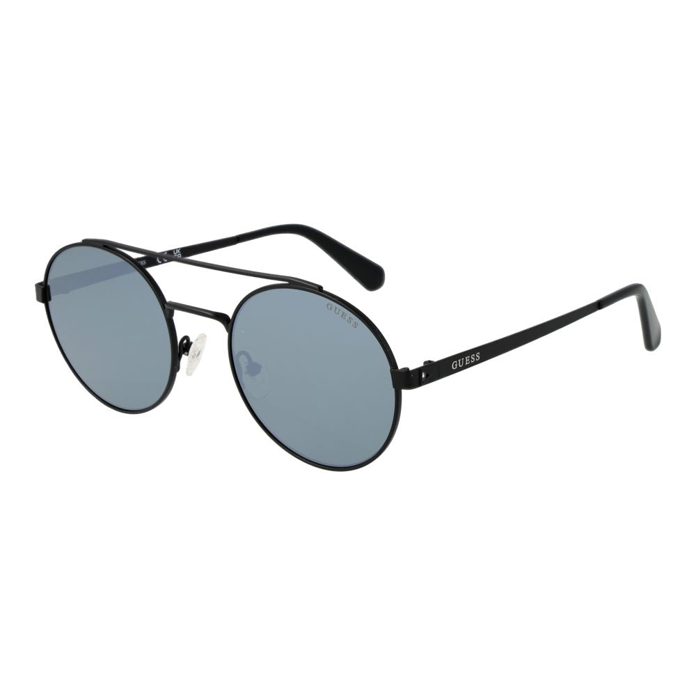 GUESS Women’s Black Metal Round Sunglasses Green Mirrored Lens 53mm