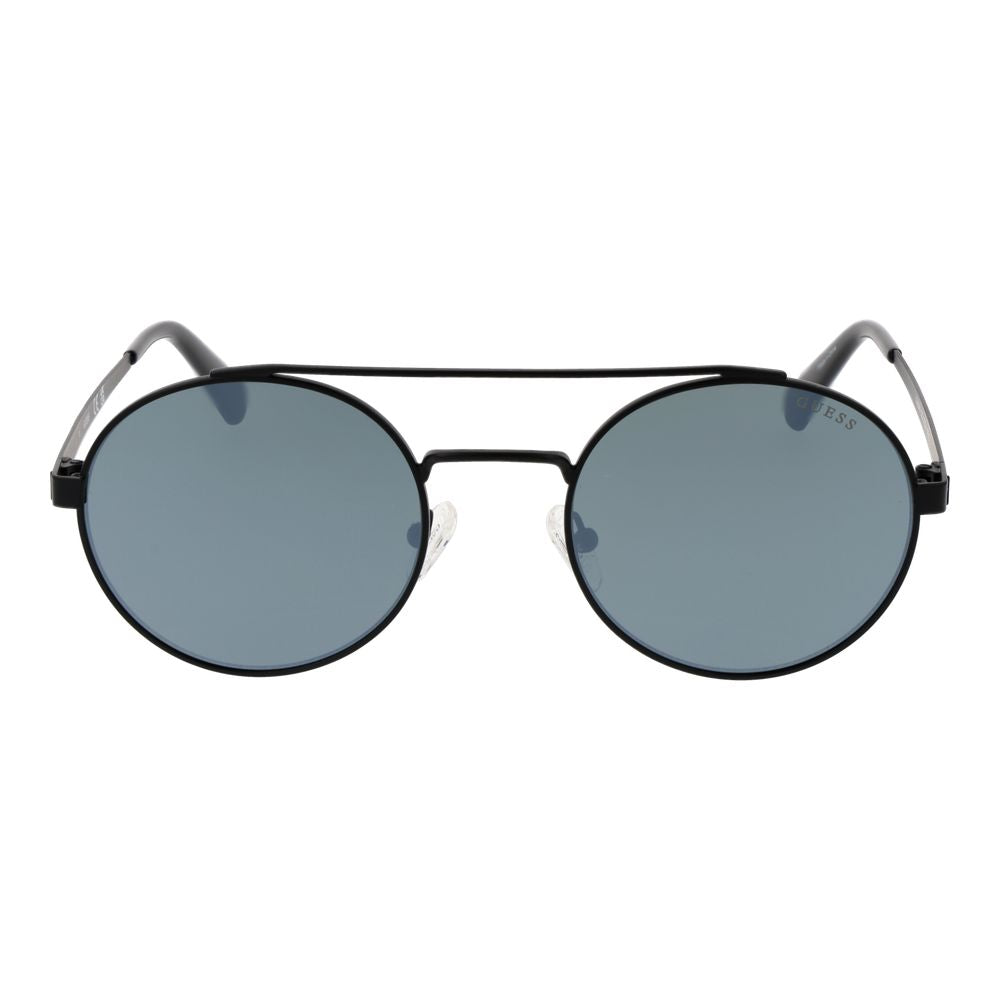 GUESS Women’s Black Metal Round Sunglasses Green Mirrored Lens 53mm