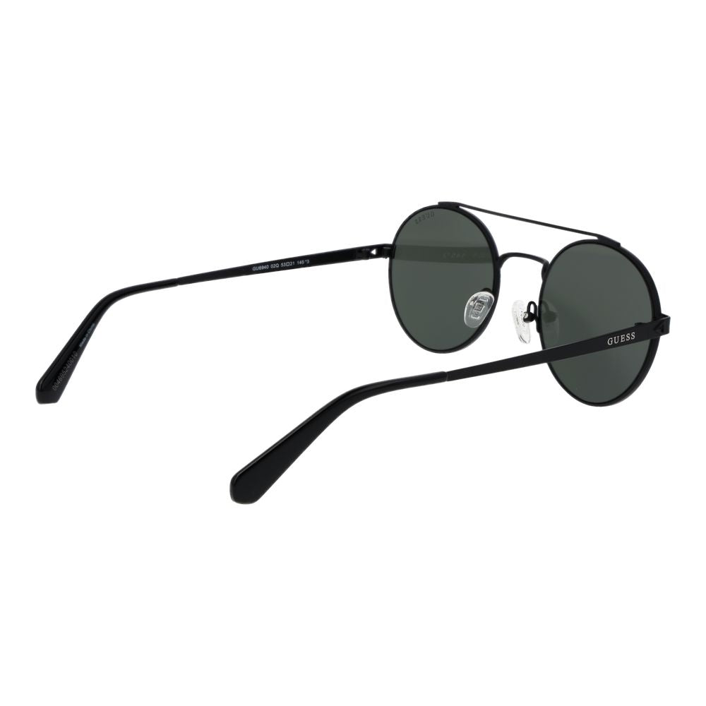 GUESS Women’s Black Metal Round Sunglasses Green Mirrored Lens 53mm