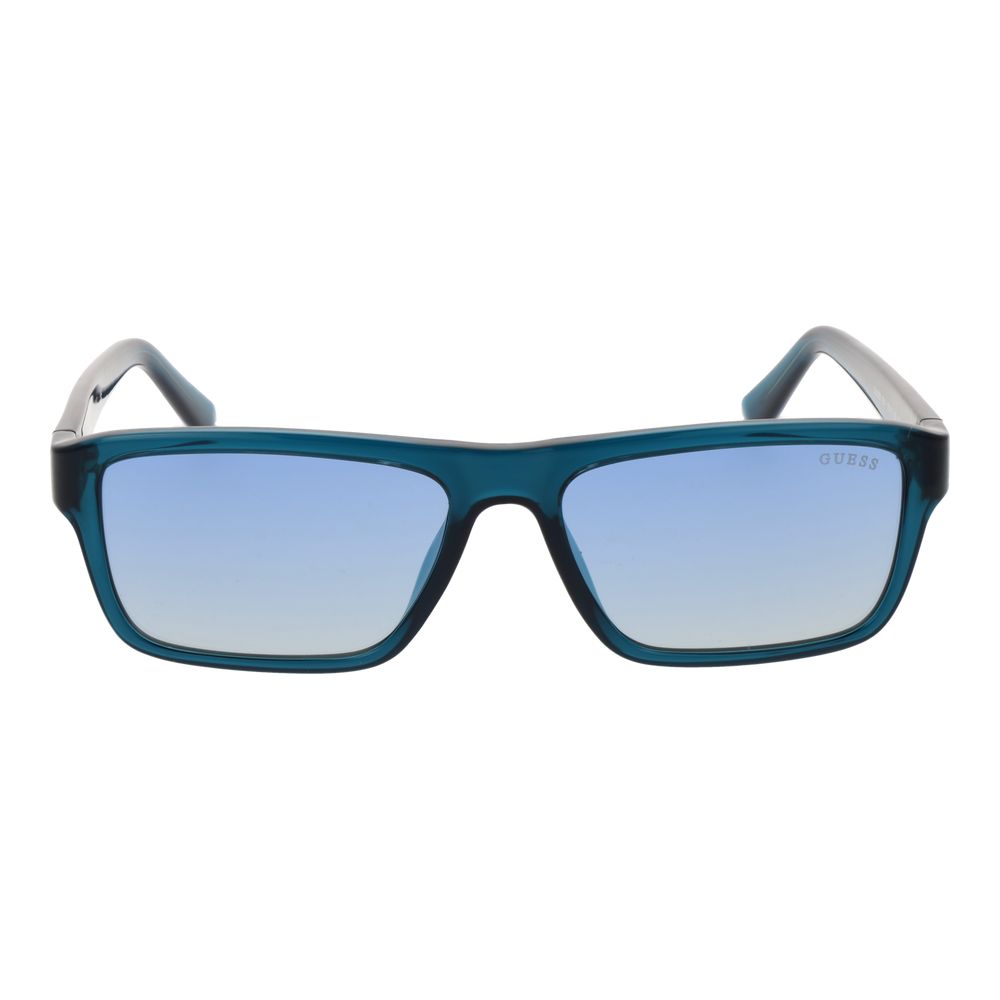GUESS GU00085 90X Men’s Blue Mirrored Rectangular Sunglasses 55mm