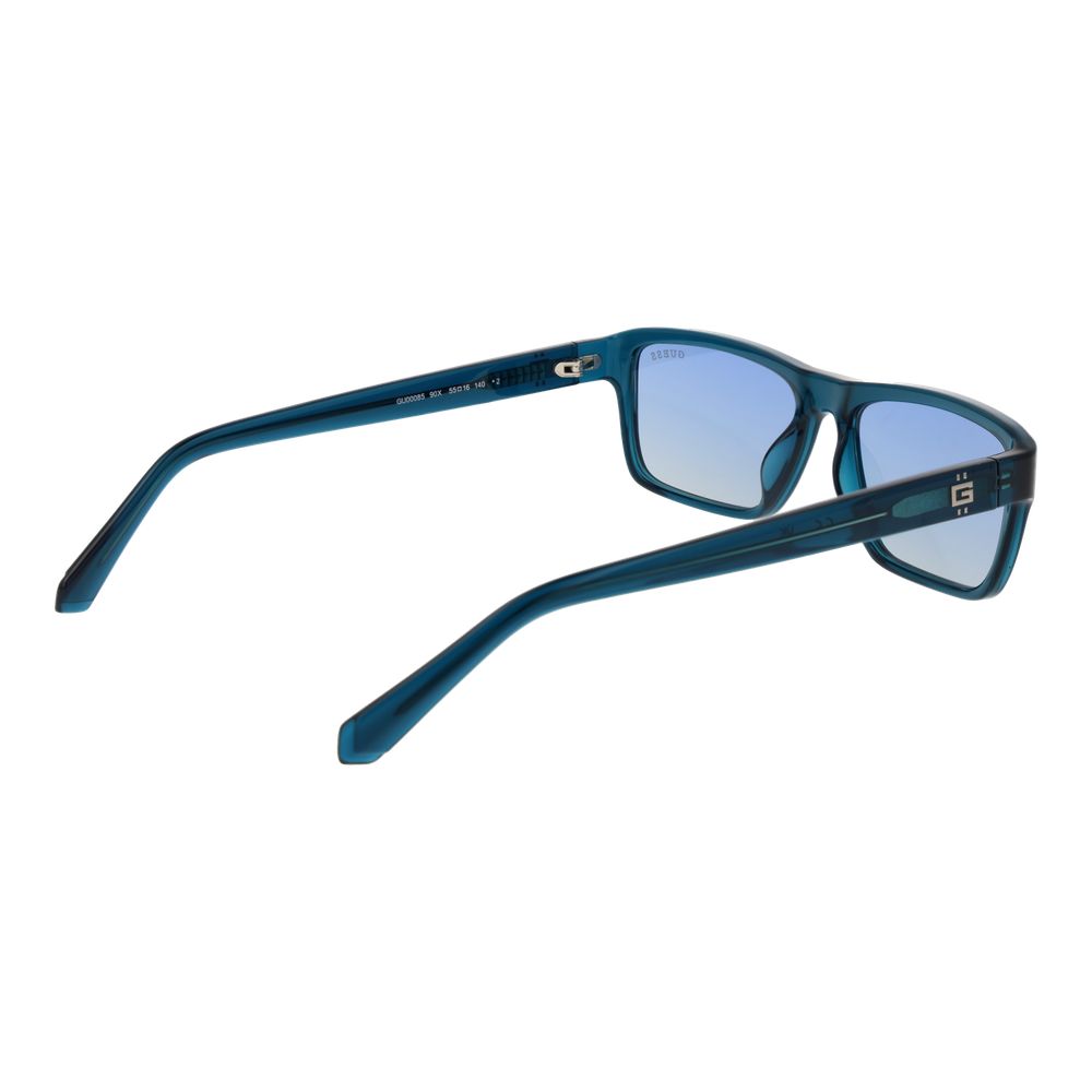 GUESS GU00085 90X Men’s Blue Mirrored Rectangular Sunglasses 55mm