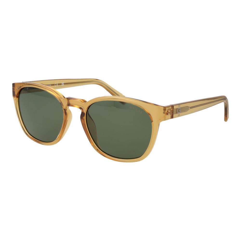 Guess Men’s Yellow Round Sunglasses Green Lenses Plastic Frame 54mm