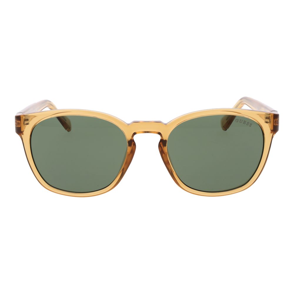Guess Men’s Yellow Round Sunglasses Green Lenses Plastic Frame 54mm