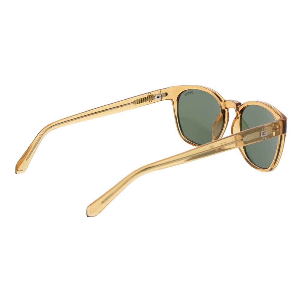 Guess Men’s Yellow Round Sunglasses Green Lenses Plastic Frame 54mm