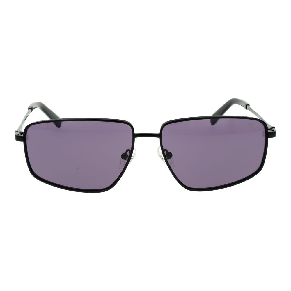 GUESS GU00088 01Y Men's Black Metal Rectangle Sunglasses Purple Lens