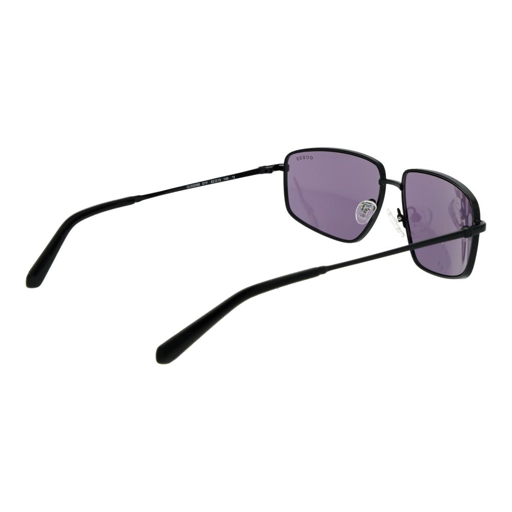 GUESS GU00088 01Y Men's Black Metal Rectangle Sunglasses Purple Lens
