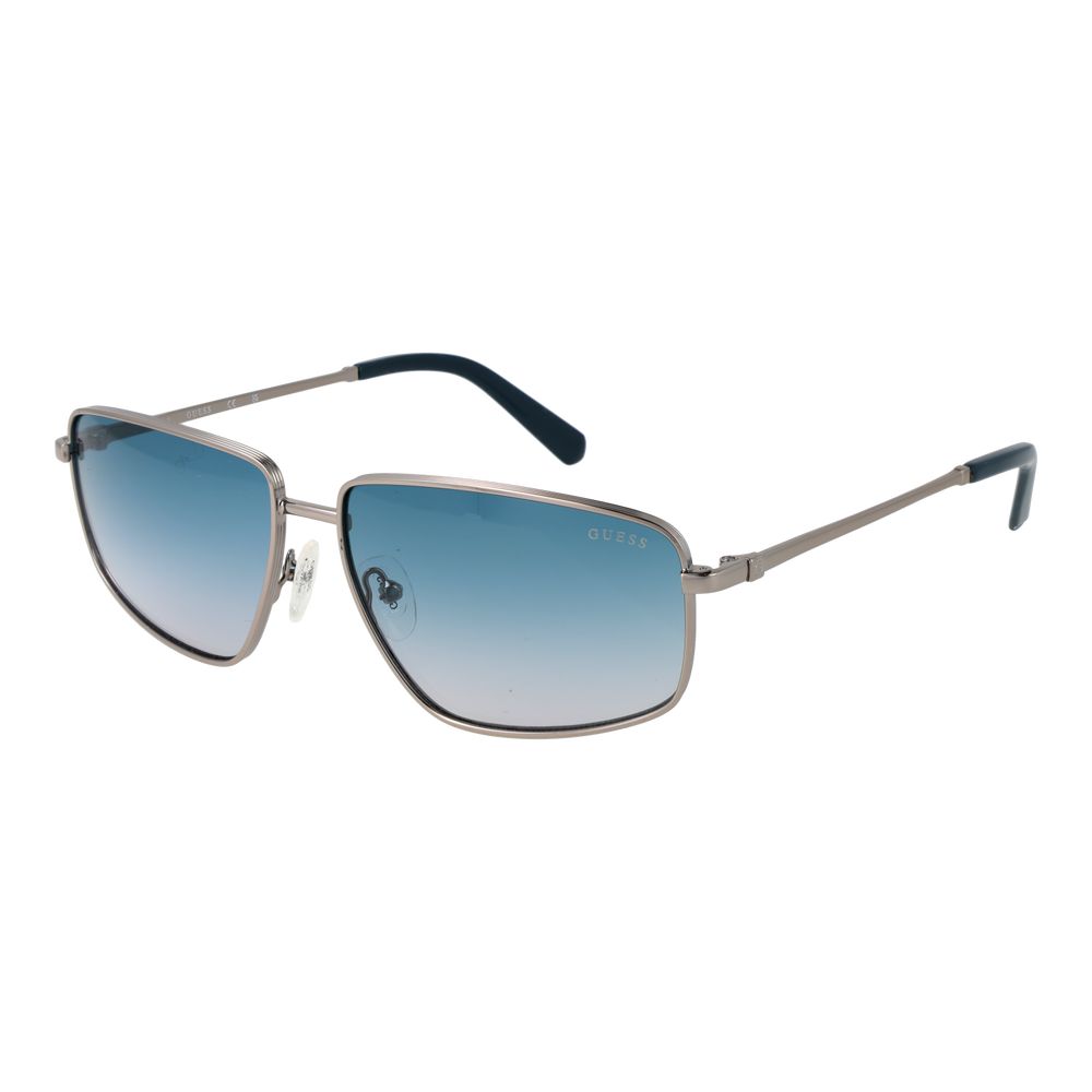 Guess Men's Silver Metal Blue Gradient Lens Sunglasses 62mm