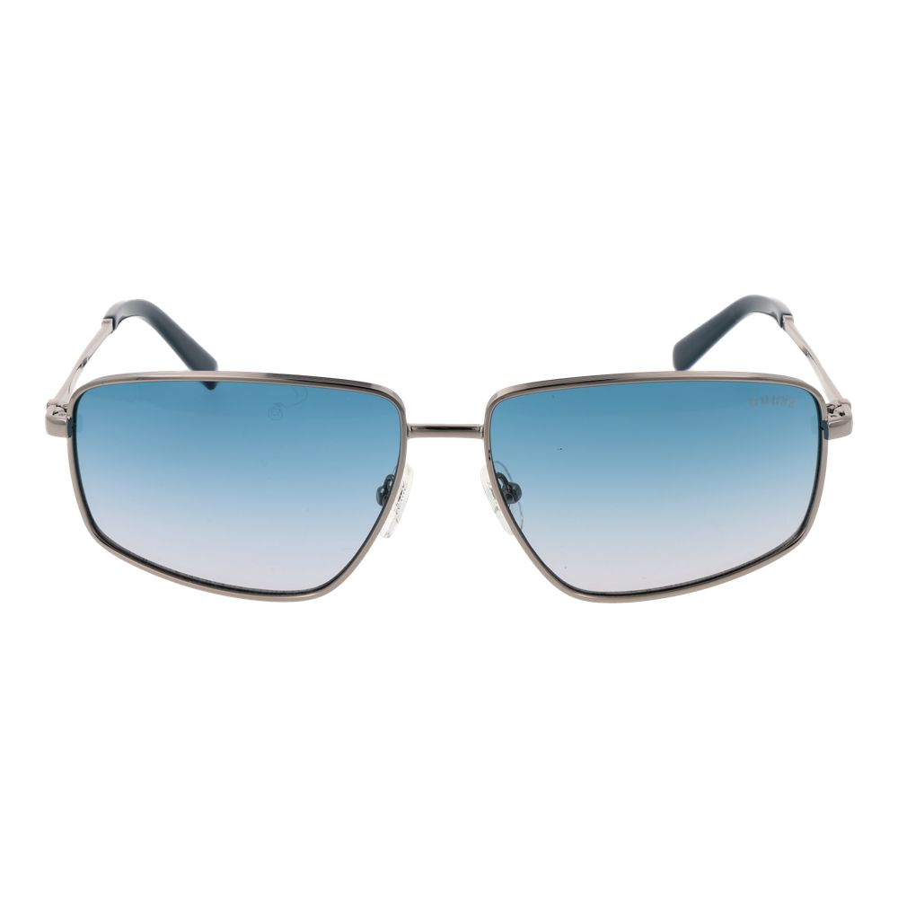 Guess Men's Silver Metal Blue Gradient Lens Sunglasses 62mm