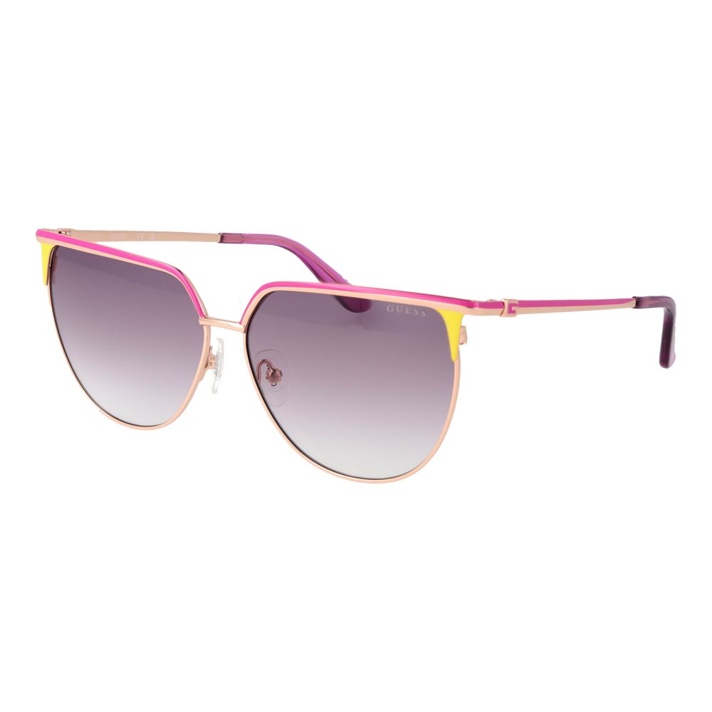 Guess Women’s Rose Gold Butterfly Sunglasses Purple Gradient Lens 58mm