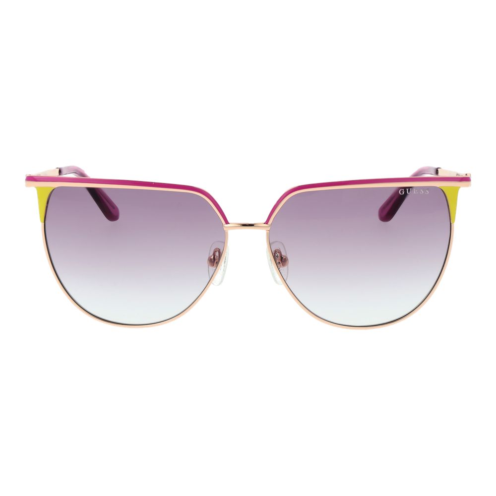 Guess Women’s Rose Gold Butterfly Sunglasses Purple Gradient Lens 58mm