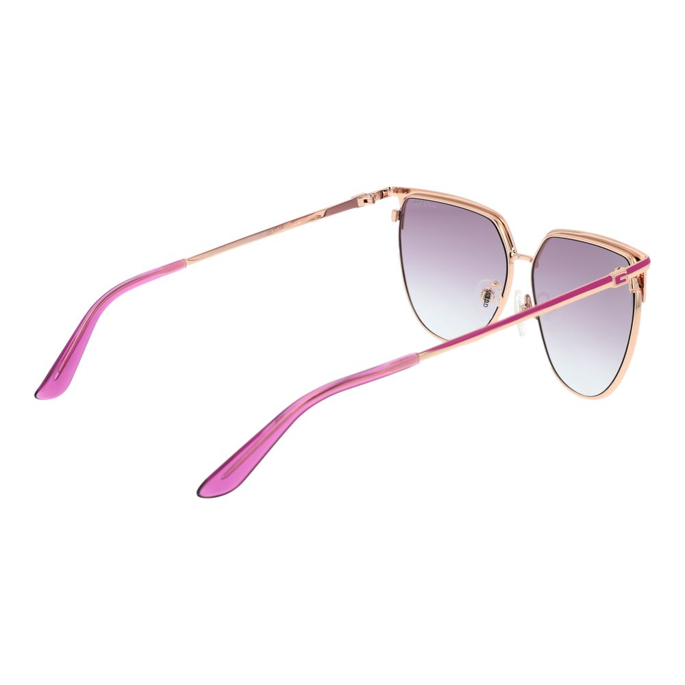 Guess Women’s Rose Gold Butterfly Sunglasses Purple Gradient Lens 58mm