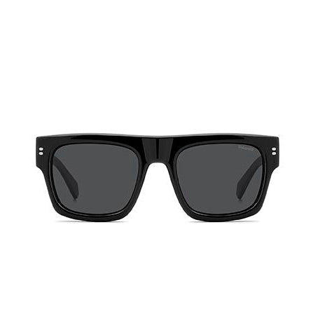 Polaroid Men’s Black Square Polarised Sunglasses Grey Lens 53mm