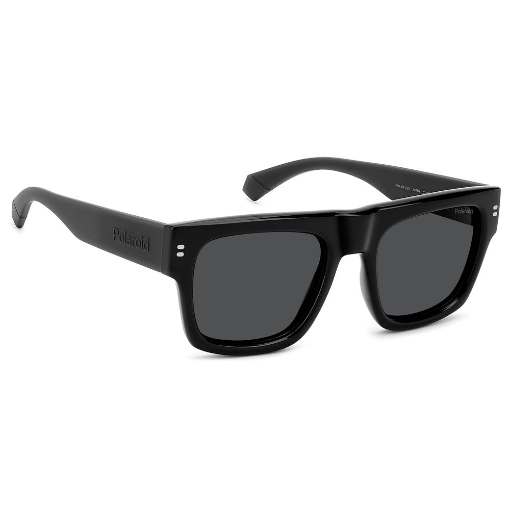 Polaroid Men’s Black Square Polarised Sunglasses Grey Lens 53mm