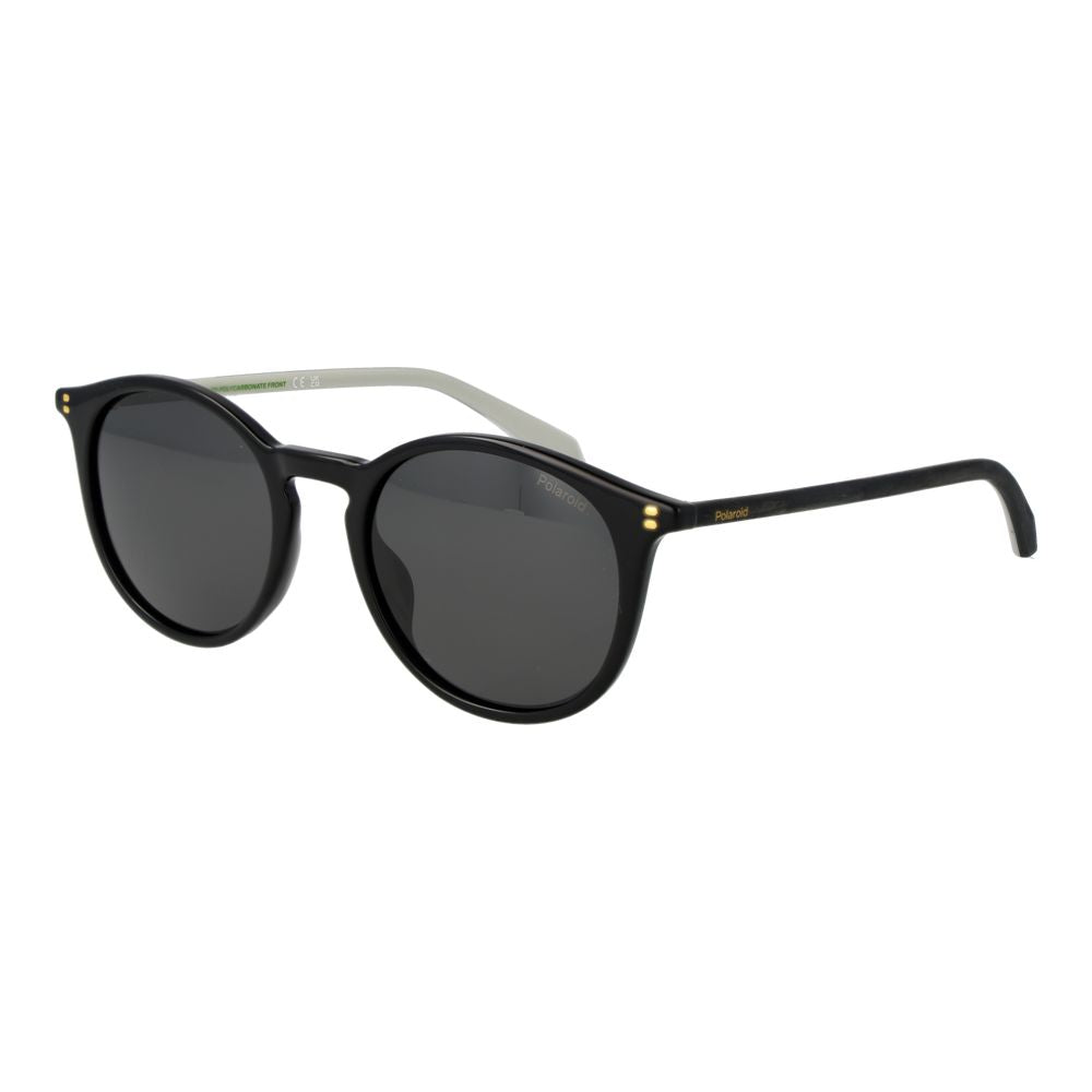 Polaroid Men’s Black Polarised Panto Sunglasses Grey Lens 51mm