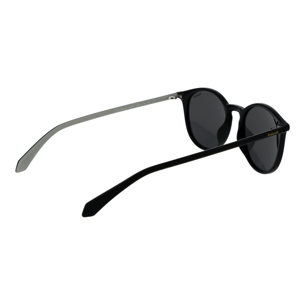 Polaroid Men’s Black Polarised Panto Sunglasses Grey Lens 51mm