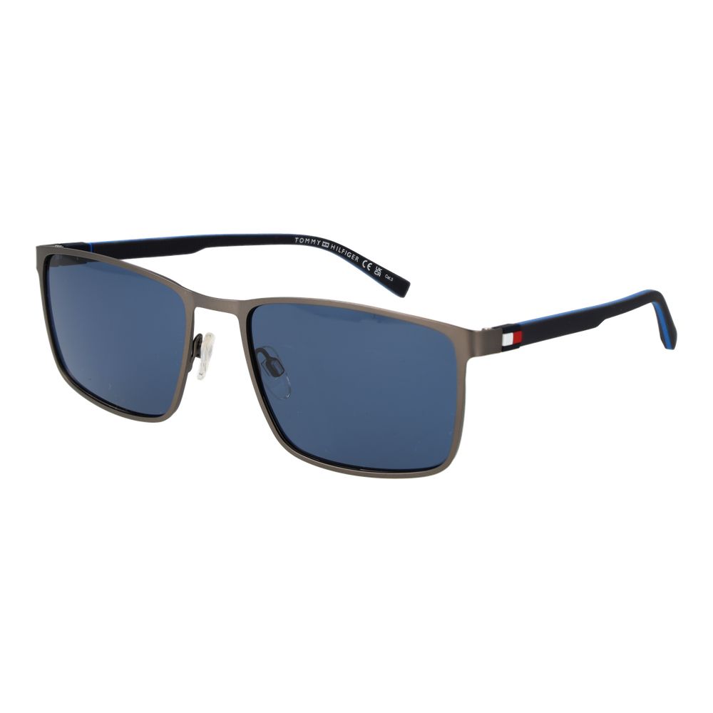 Tommy Hilfiger Men’s Gunmetal Blue Lens Rectangular Sunglasses 59-19-145