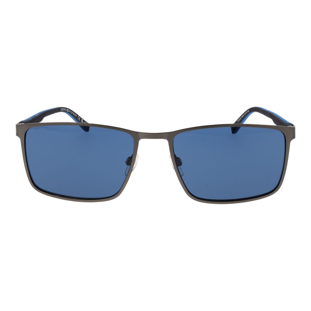 Tommy Hilfiger Men’s Gunmetal Blue Lens Rectangular Sunglasses 59-19-145