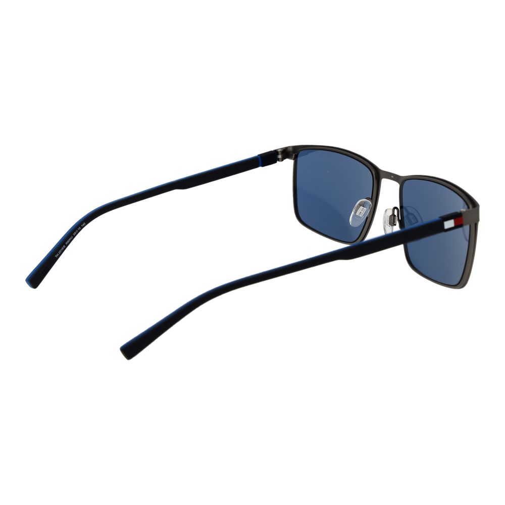 Tommy Hilfiger Men’s Gunmetal Blue Lens Rectangular Sunglasses 59-19-145
