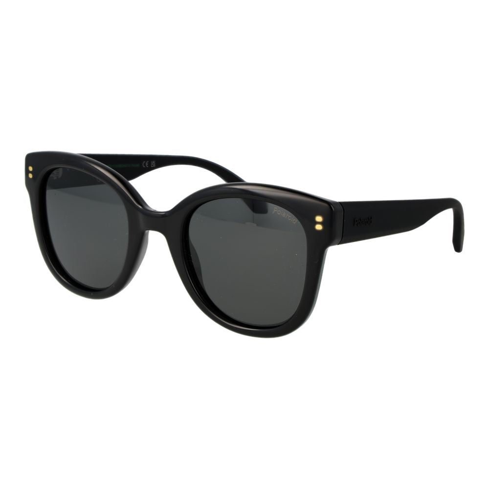 Polaroid Women’s Black Round Polarised Sunglasses Grey Lens 50mm