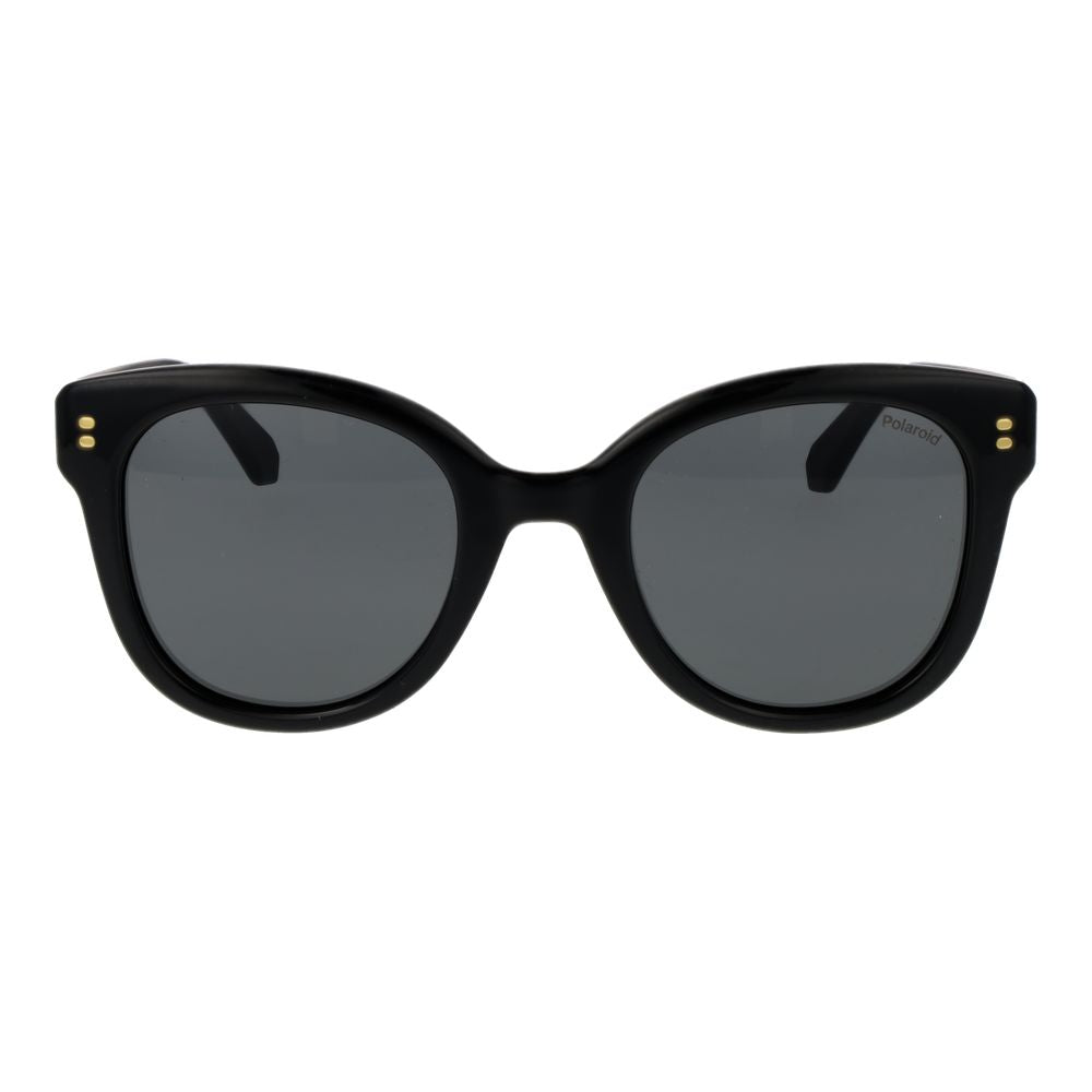 Polaroid Women’s Black Round Polarised Sunglasses Grey Lens 50mm