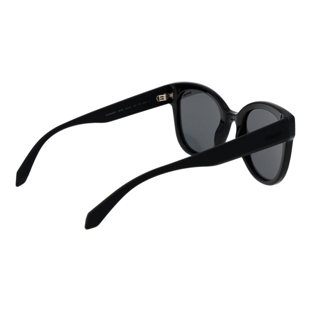 Polaroid Women’s Black Round Polarised Sunglasses Grey Lens 50mm