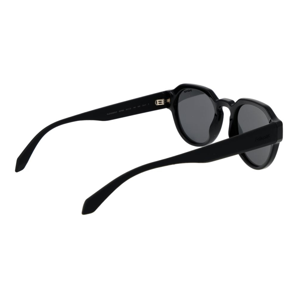 Polaroid Men's Black Round Polarised Sunglasses Grey Lens 50mm