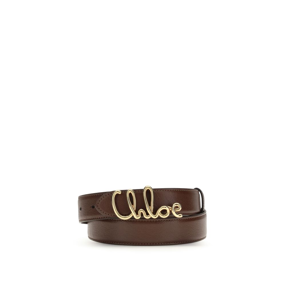 Chloé Iconic Brown Calf Leather Bos Taurus Regular Belt