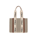 Chloé Linen Handbag 37x26x12 Beige Woody Canvas Shoulder Bag