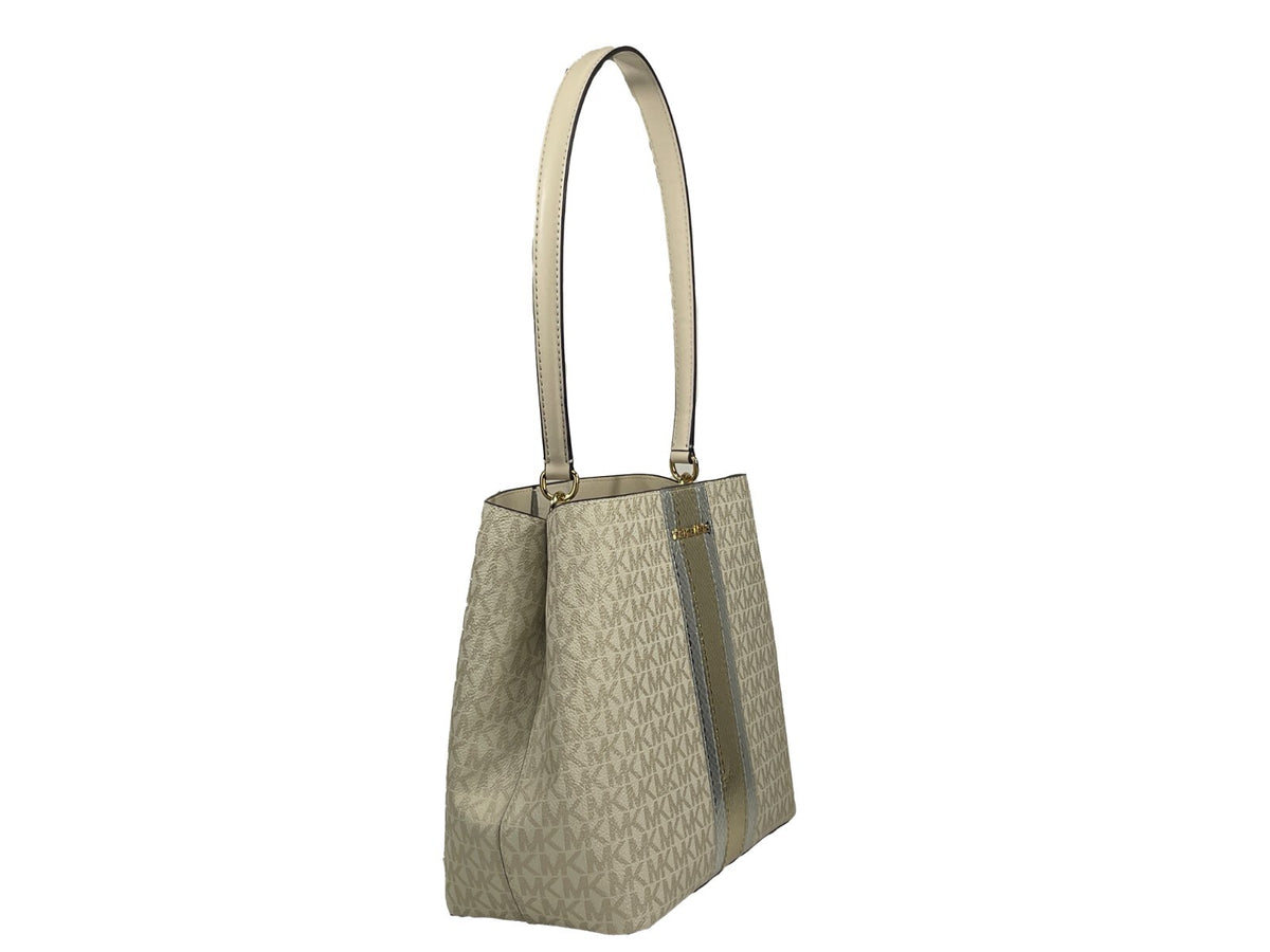 Michael Kors Medium Pratt Bucket Shoulder Bag Pale Gold Leather
