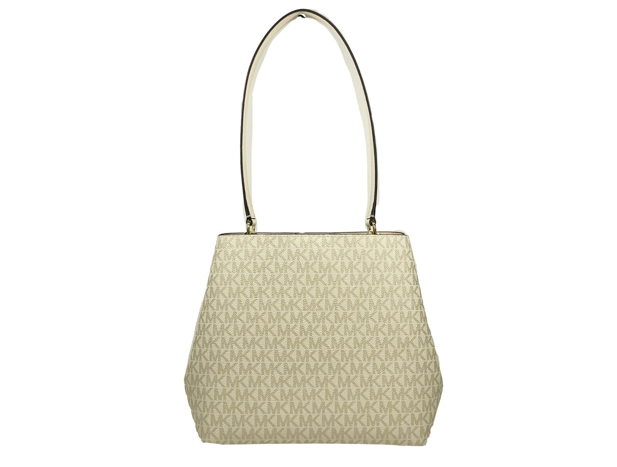 Michael Kors Medium Pratt Bucket Shoulder Bag Pale Gold Leather