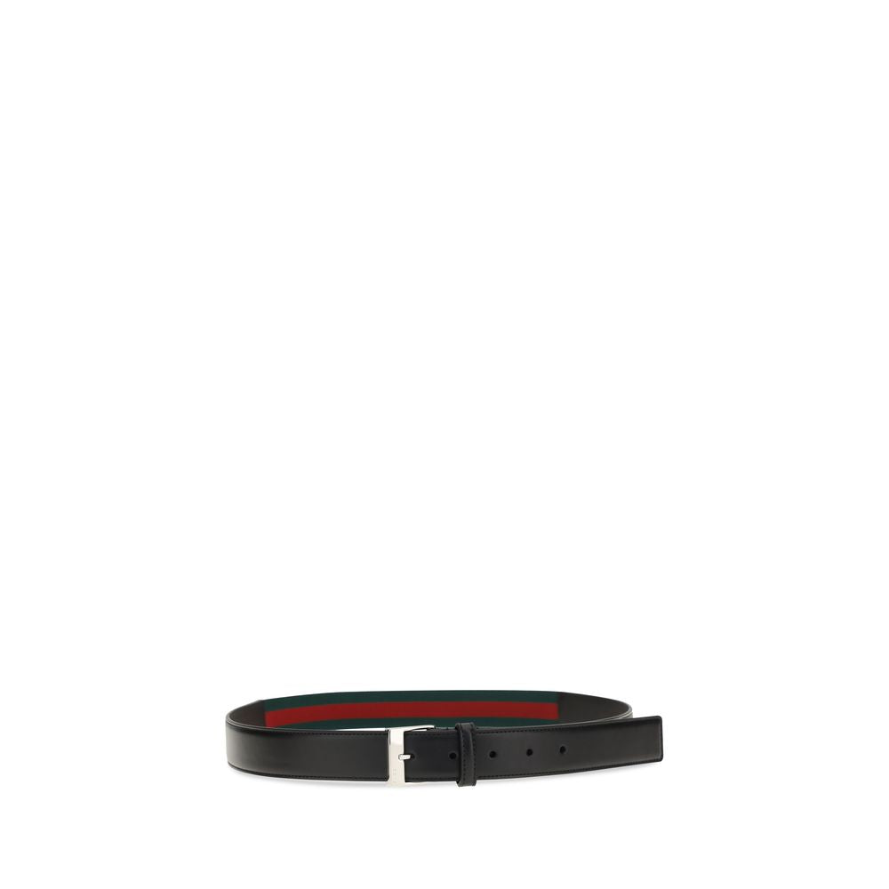 Gucci Squared Buckle Black Calf Leather Bos Taurus Regular Belt