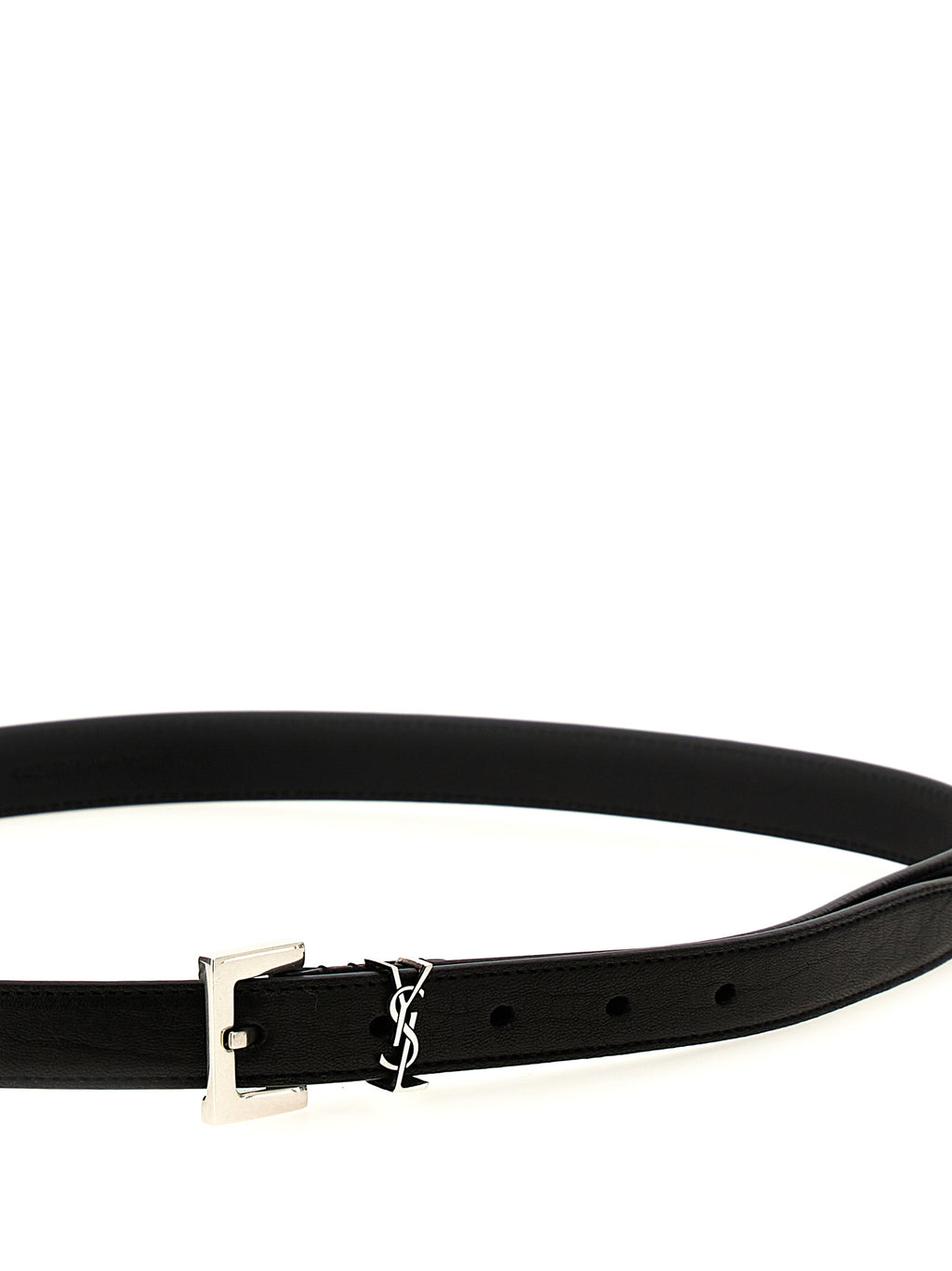 Saint Laurent YSL Black Leather Regular Belt