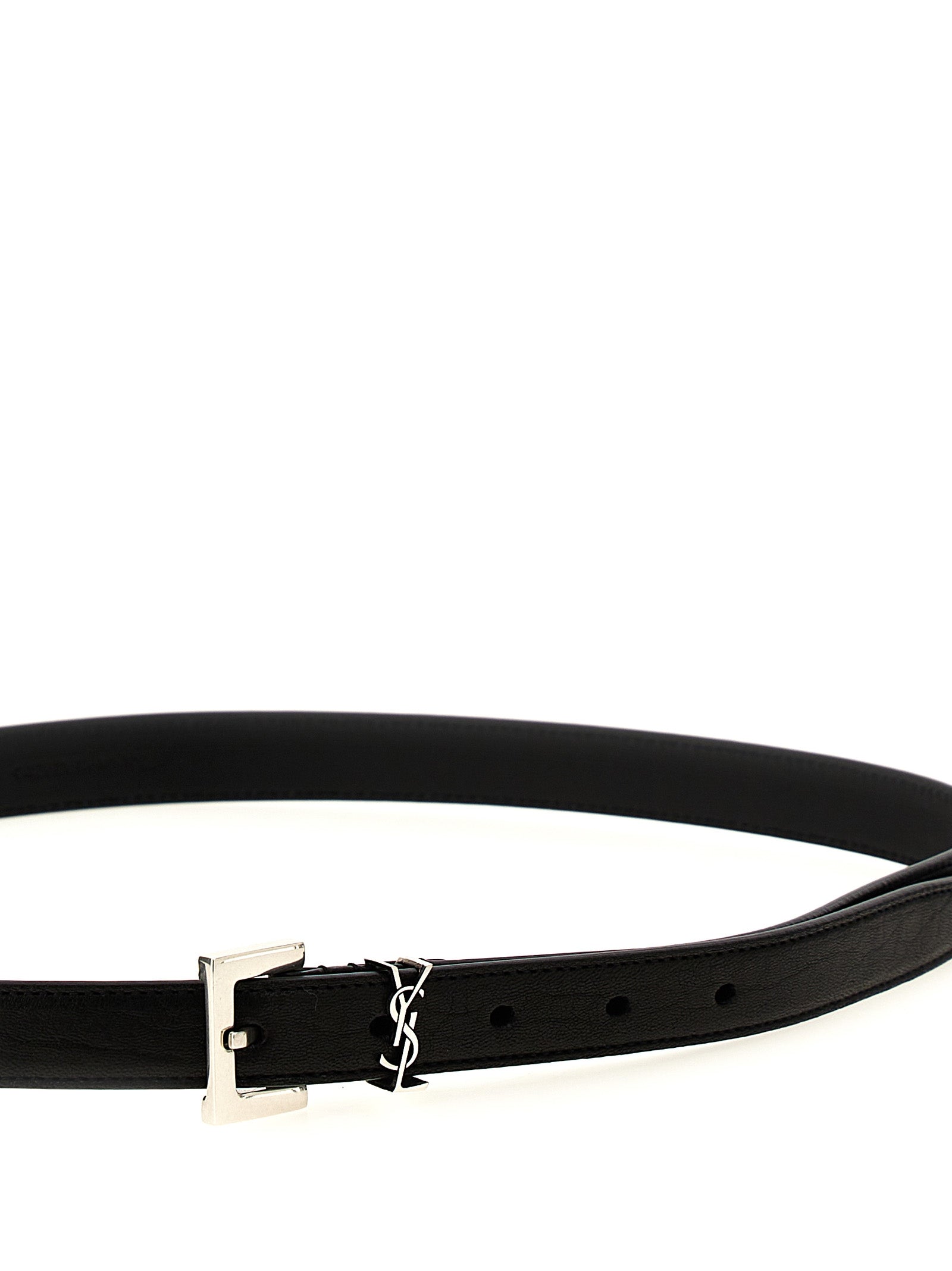 Saint Laurent YSL Black Leather Regular Belt