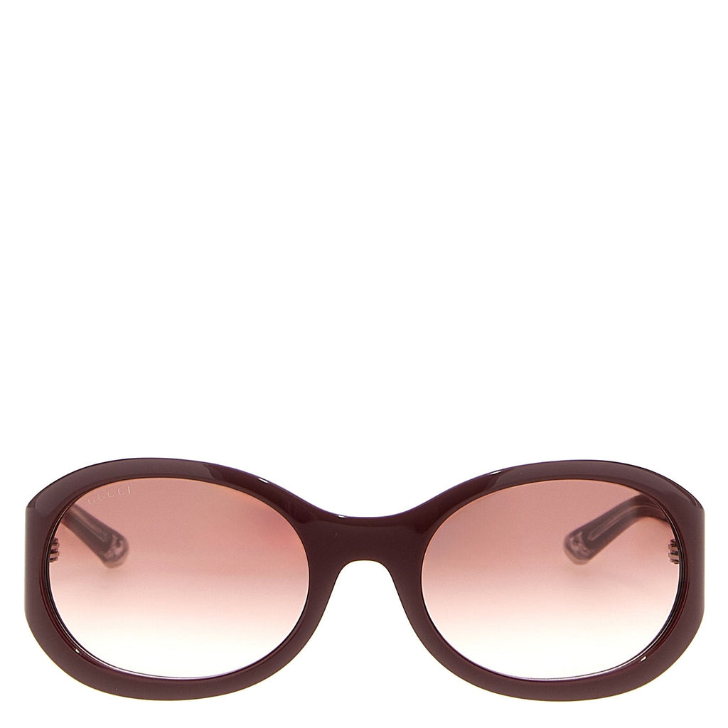 Gucci Women’s Round Bordeaux Acetate Sunglasses Rosso Lenses