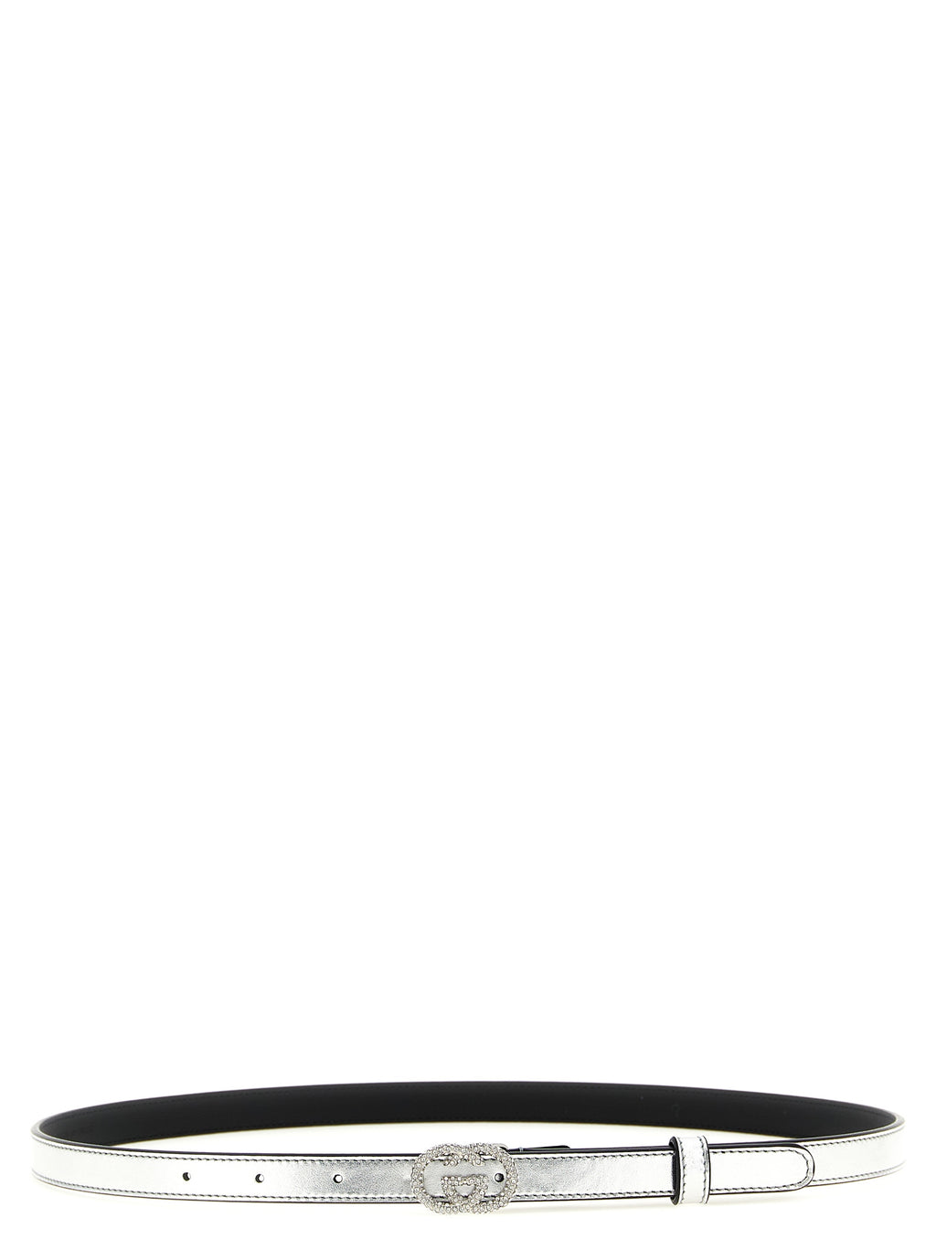 Gucci Incrocio GG Silver Calfskin Thin Belt