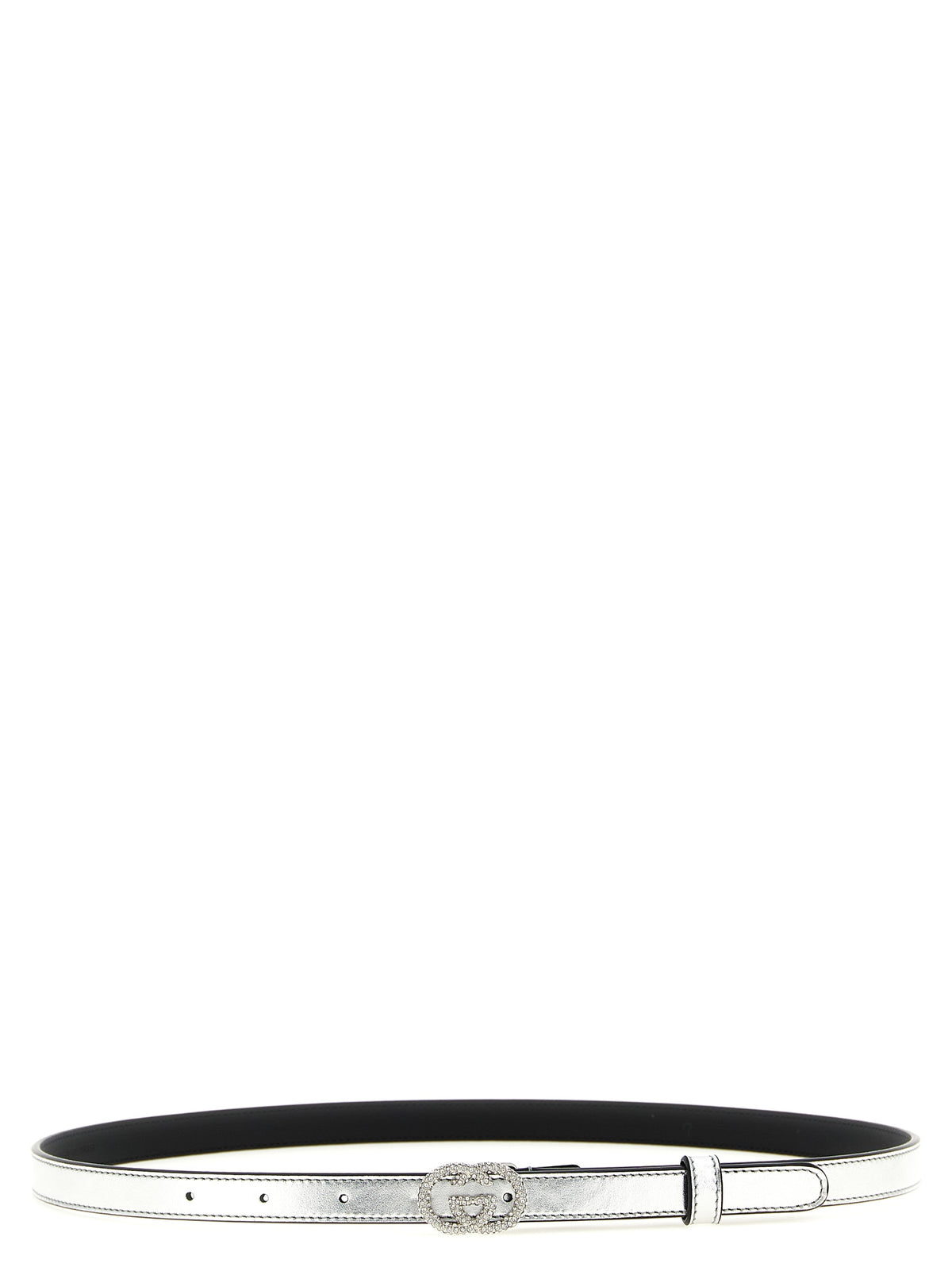 Gucci Incrocio GG Silver Calfskin Thin Belt