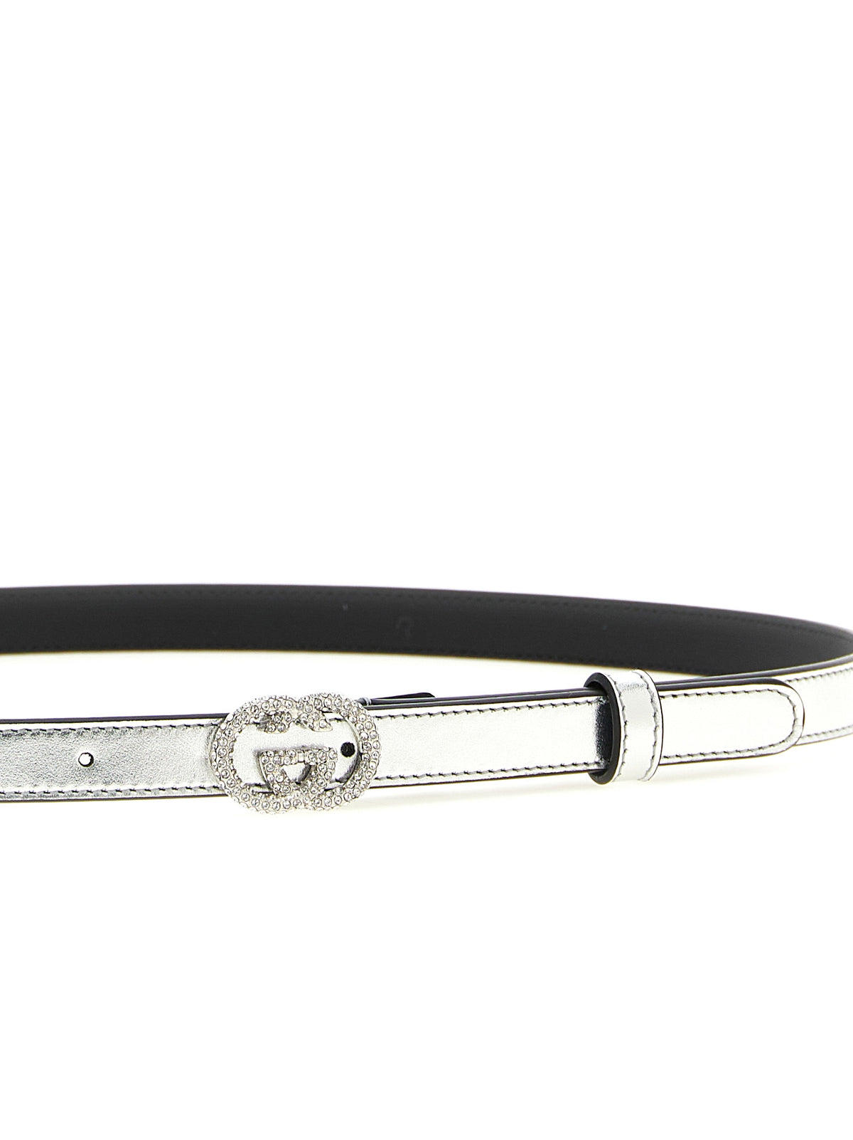 Gucci Incrocio GG Silver Calfskin Thin Belt