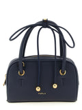 Furla Poppy S Blue Calfskin Handbag Dome Leather Navy