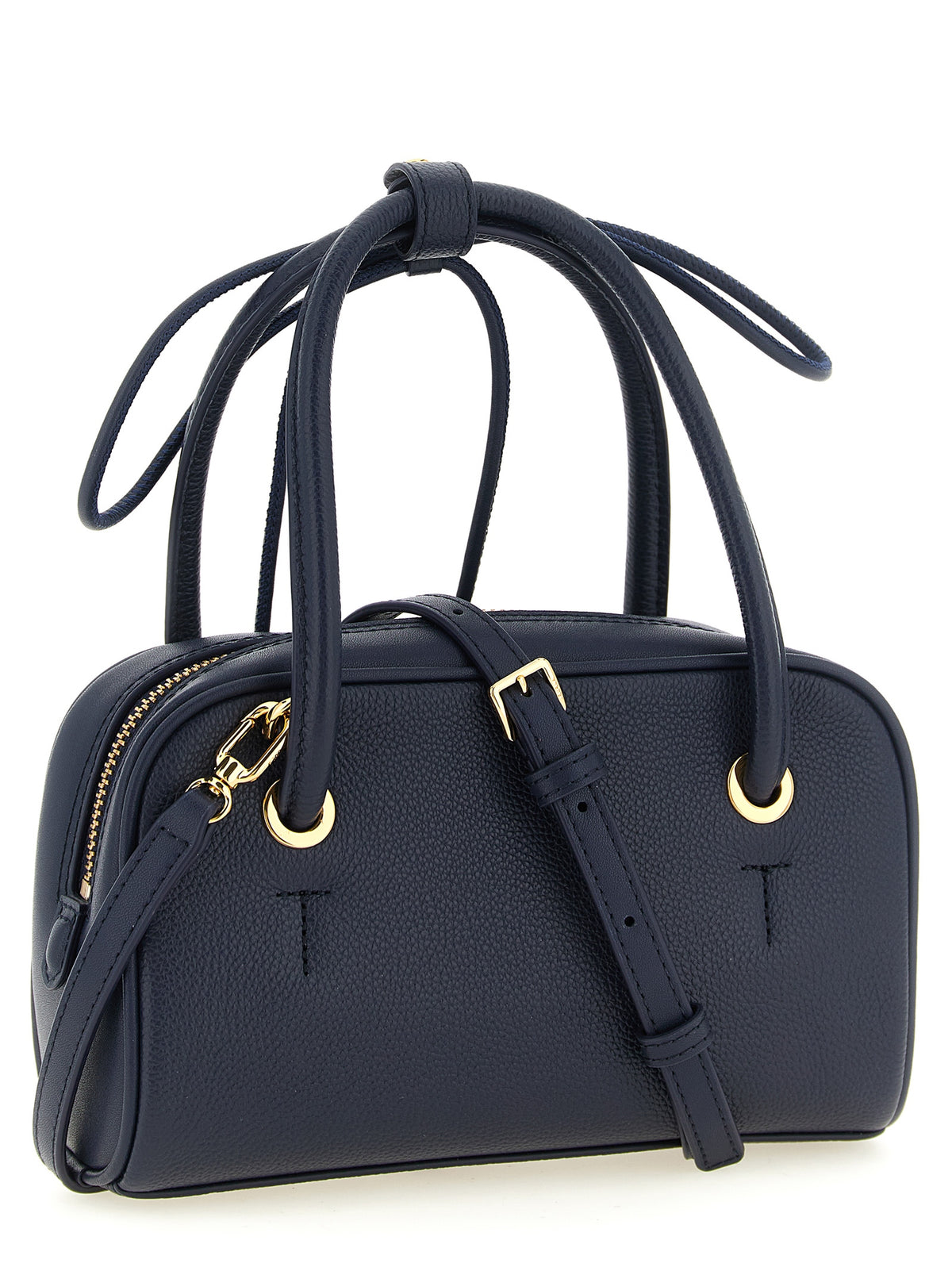 Furla Poppy S Blue Calfskin Handbag Dome Leather Navy